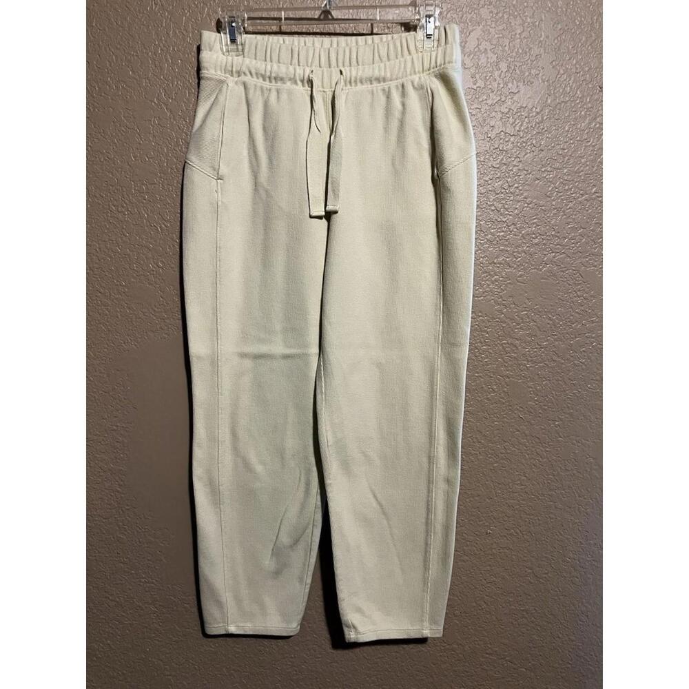 All In Motion Pants Yellow Cozy Rib Straight Relaxed Drawstring Pockets Small
